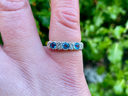 Vintage 9ct Gold Topaz & Diamond Ring