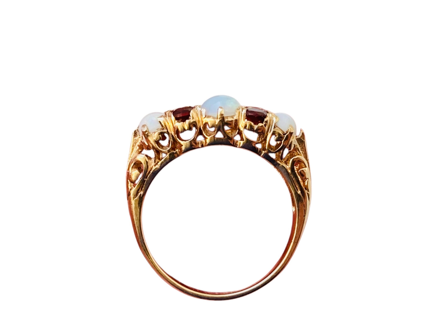 Vintage 9ct Gold Opal & Garnet Ring