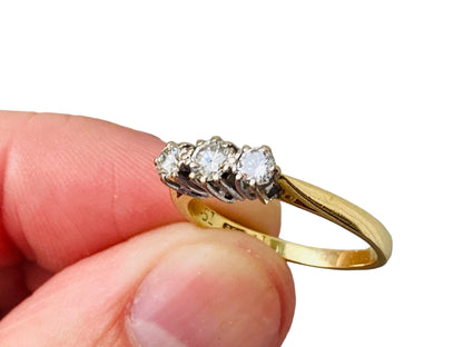 Vintage 18ct Gold 0.51ct Diamond Three Stone Ring