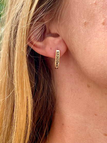 9ct Gold Champagne Diamond Earrings