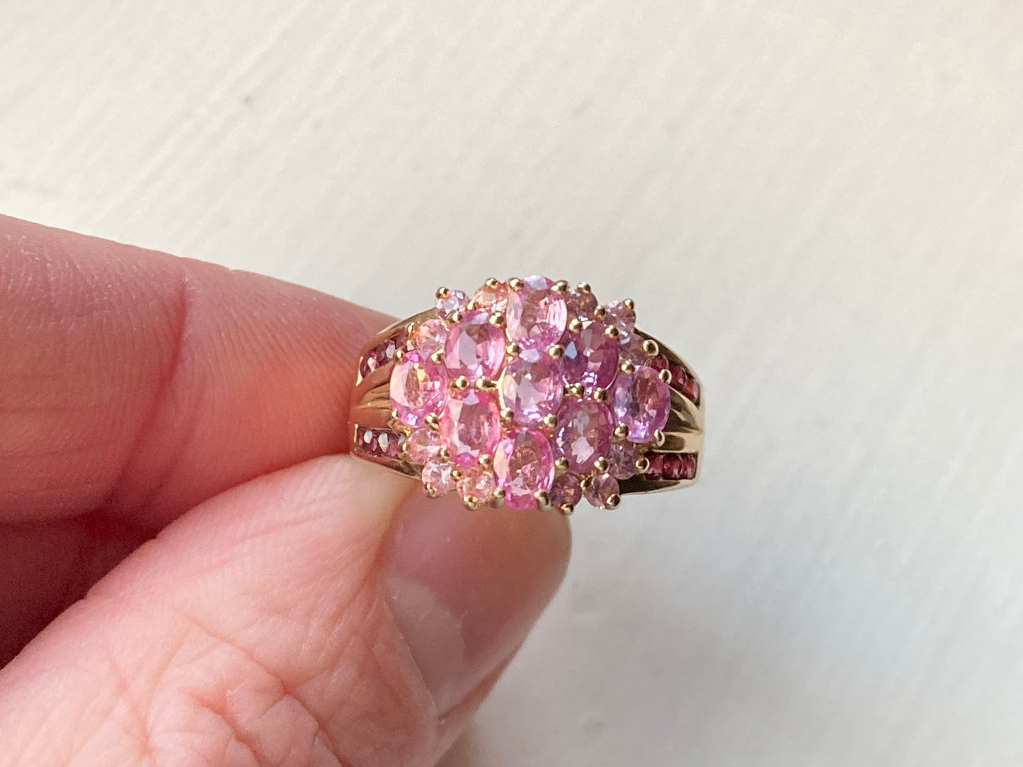 9ct Gold Pink Sapphire & Pink Tourmaline Ring