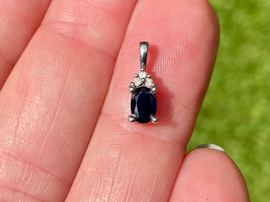 9ct Gold Sapphire & Diamond Pendant
