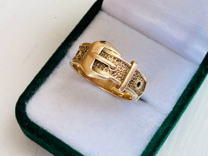 Vintage 9ct Gold Belt Buckle Ring