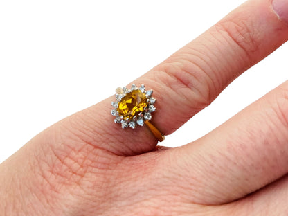 Vintage 18ct Gold Citrine & Diamond Ring