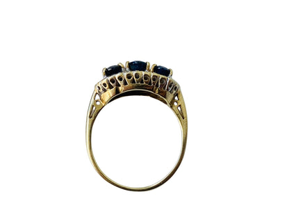 Vintage 9ct Gold Sapphire & Diamond Ring