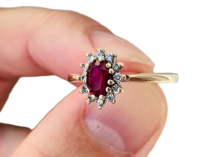 Vintage 9ct Gold Ruby & Diamond Ring