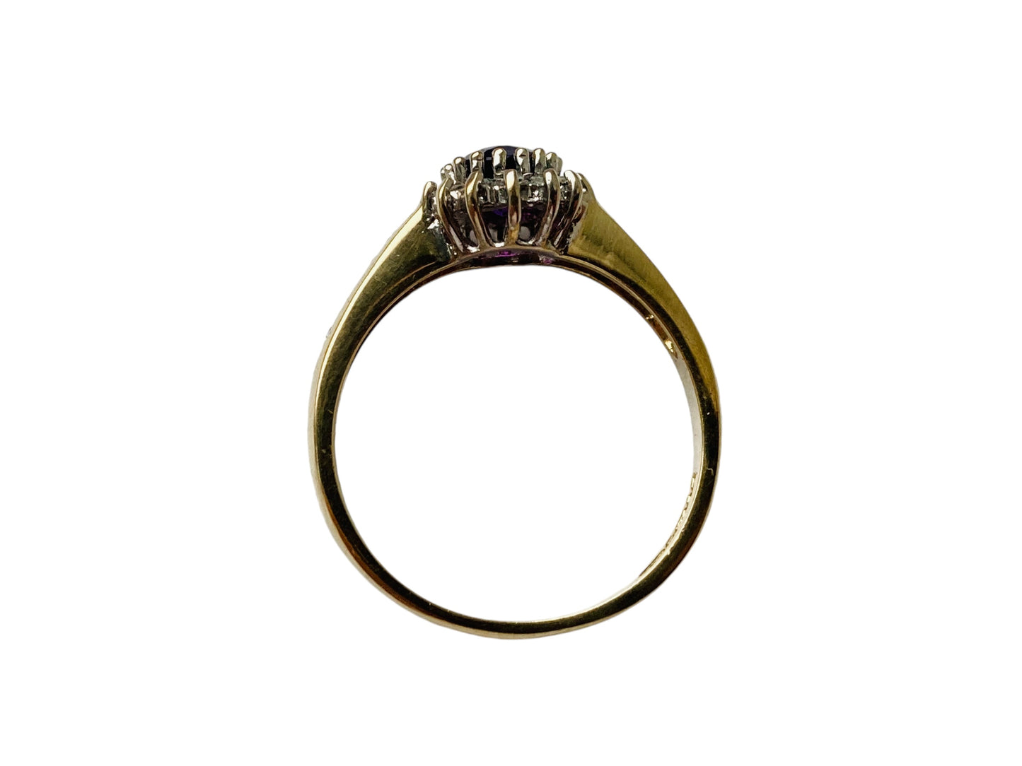 Vintage 9ct Gold Amethyst & Diamond Ring