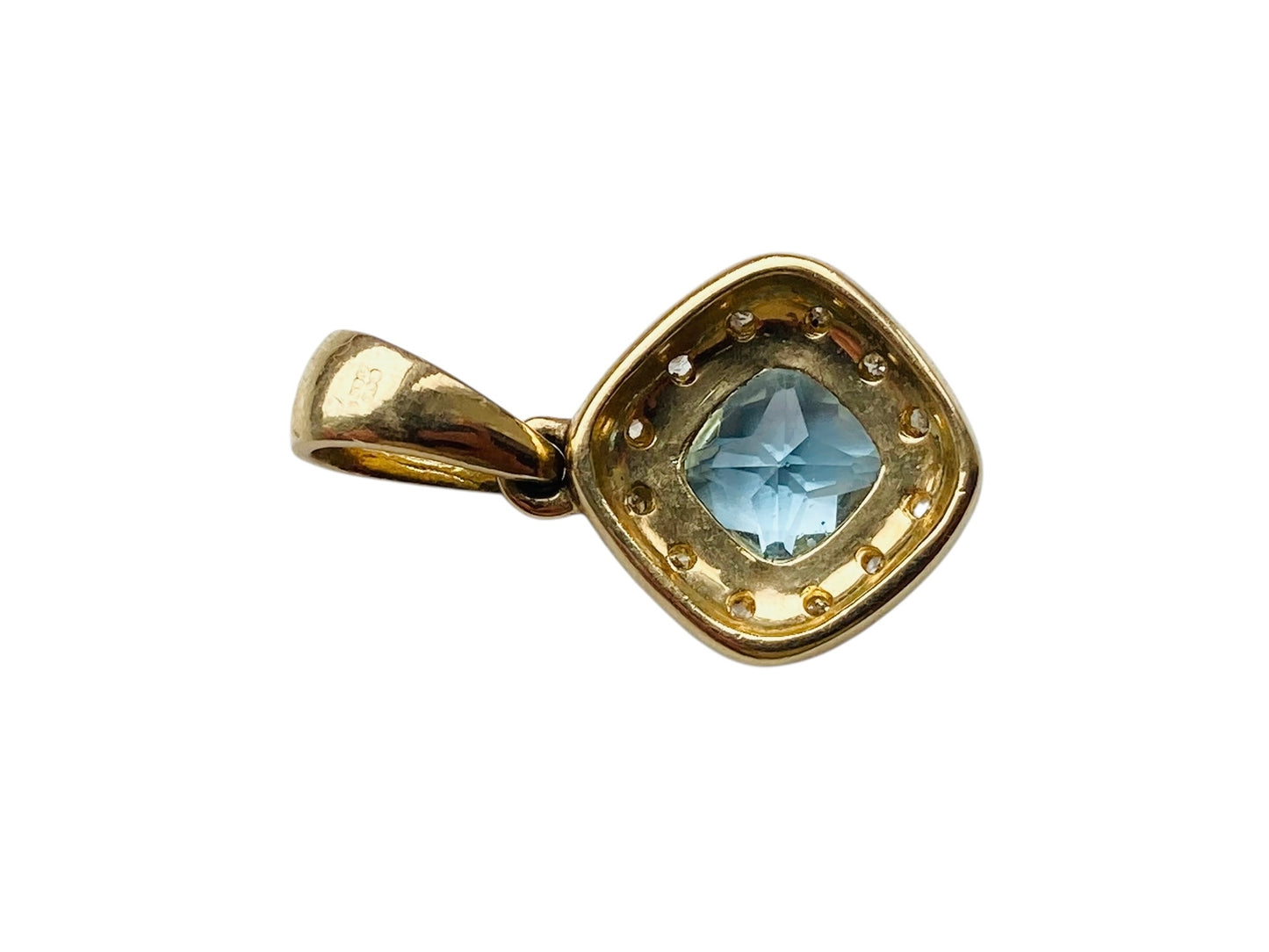 9ct Gold Topaz & Diamond Pendant