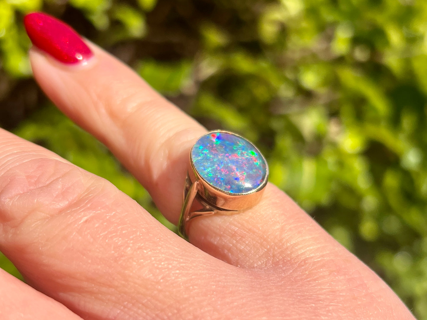 Vintage 9ct Gold Opal Triplet Ring