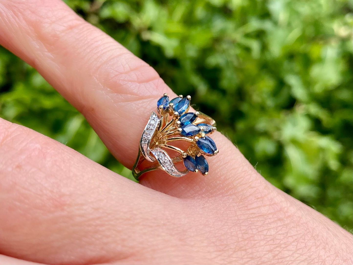 Vintage 9ct Gold Sapphire & Diamond Ring