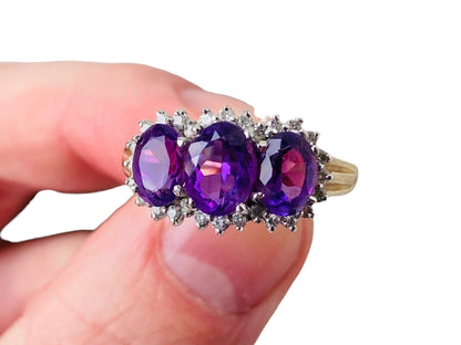 9ct Gold Amethyst & Diamond Ring