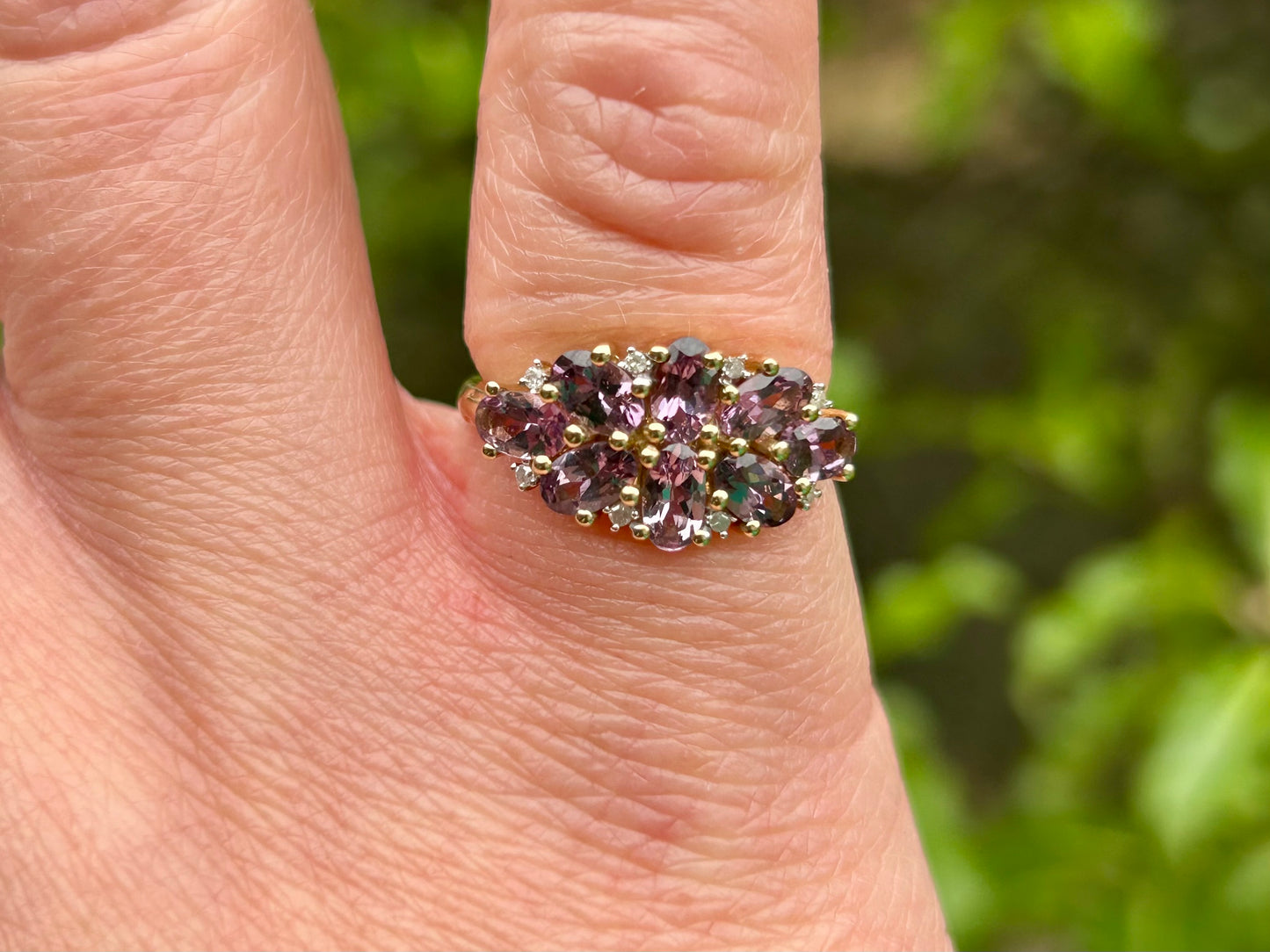 9ct Gold Purple Spinel & Diamond Ring