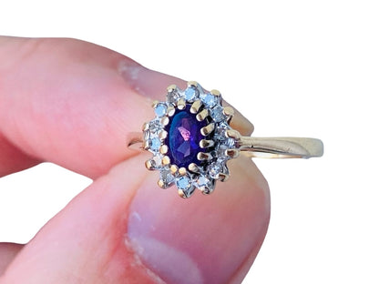 9ct Gold Amethyst & Diamond Ring