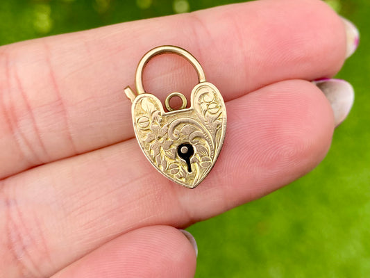 Antique 9ct Gold Heart Padlock Clasp