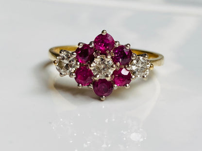 Vintage 18ct Gold Ruby & Diamond Ring