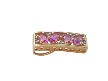9ct Gold Pink Tourmaline & Diamond Pendant