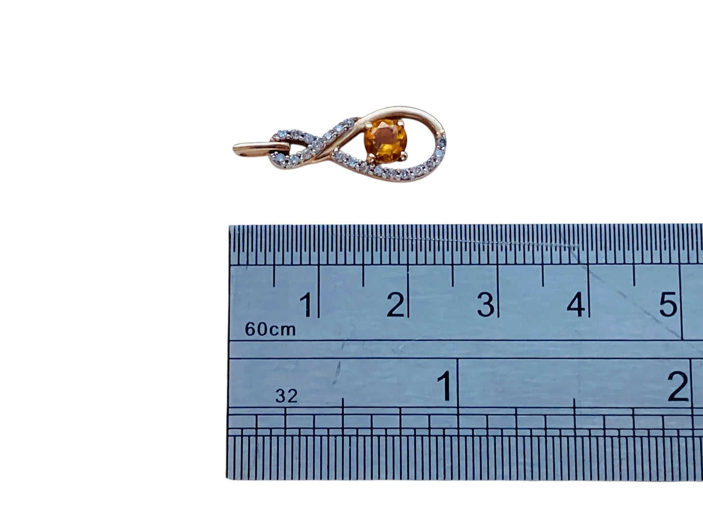 9ct Gold Citrine & Diamond Pendant