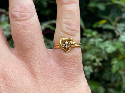 Antique Edwardian 18ct Gold Diamond Heart Knot Ring