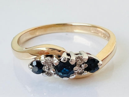 Vintage 9ct Gold Sapphire & Diamond Ring