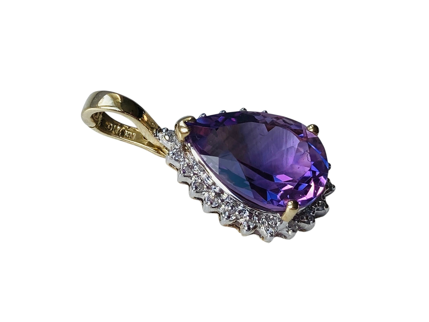 9ct Gold Amethyst & Diamond Pendant