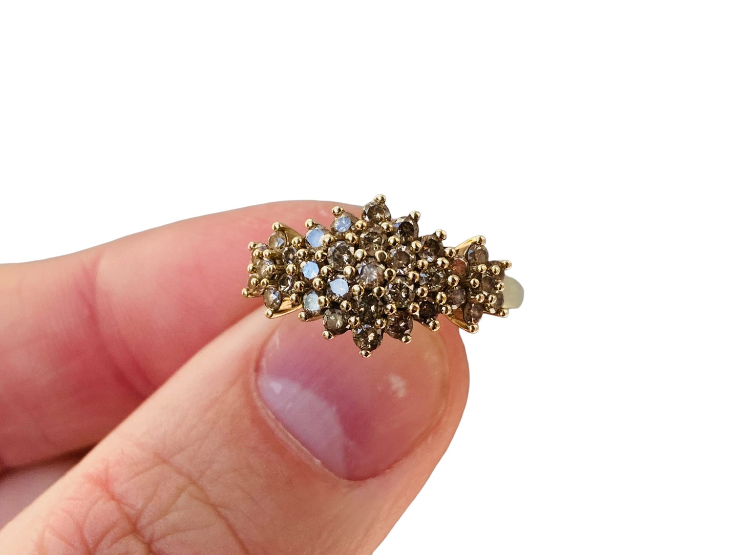 9ct Gold Champagne Diamond Cluster Ring