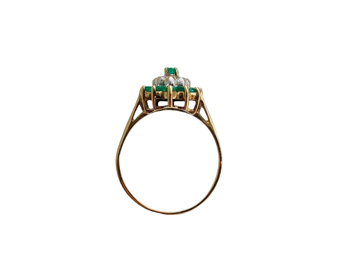 Vintage 9ct Gold Emerald & Diamond Ring