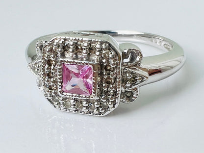 9ct Gold Pink Sapphire & Diamond Ring