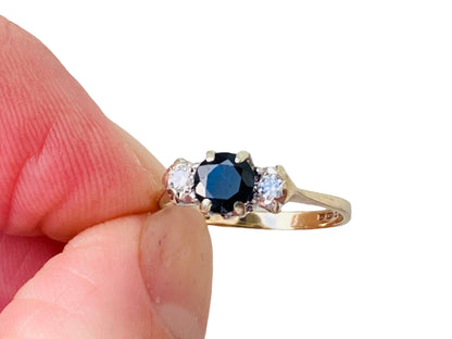Vintage 9ct Gold Sapphire & Diamond Ring