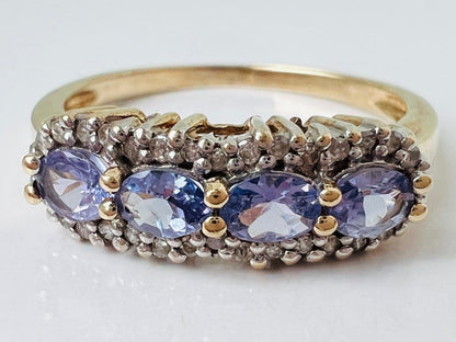 9ct Gold Tanzanite & Diamond Ring