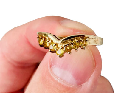 9ct Gold Yellow Sapphire Wishbone Ring