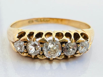 Antique Victorian 18ct Gold Five-Stone Diamond Ring