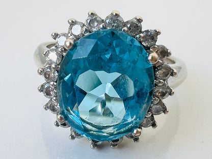 9ct Gold Topaz & Diamond Ring