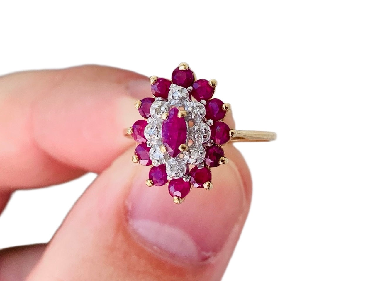 Vintage 9ct Gold Ruby & Diamond Ring