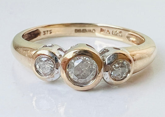 9ct Gold Three-Stone Diamond Ring