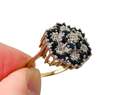 Vintage 9ct Gold Sapphire & Diamond Ring