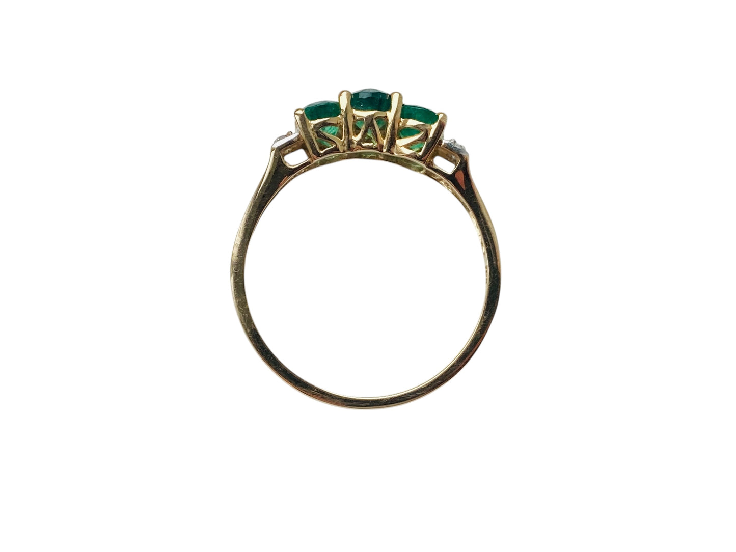 9ct Gold Emerald & White Zircon Ring