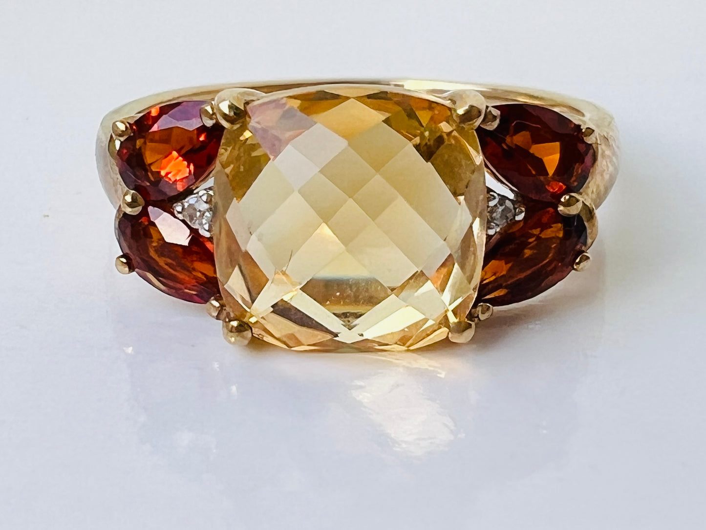 9ct Gold Citrine & Garnet Ring
