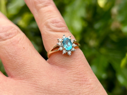 9ct Gold Topaz & Diamond Ring