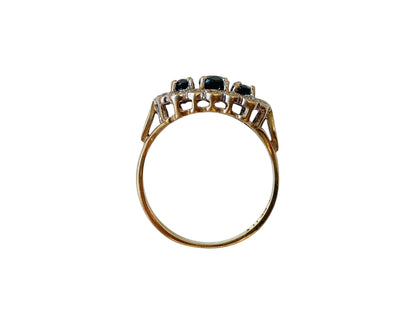 Vintage 9ct Gold Sapphire & Diamond Ring