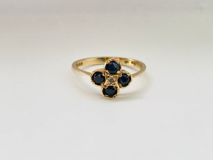 Vintage 9ct Gold Sapphire & Diamond Ring