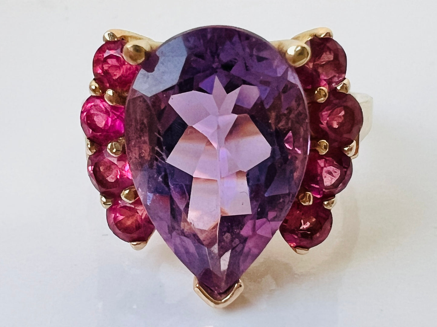 9ct Gold Amethyst & Pink Tourmaline Ring
