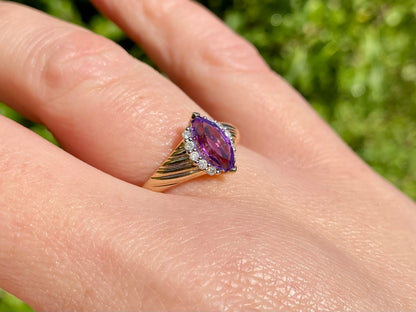 9ct Gold Amethyst & Diamond Ring