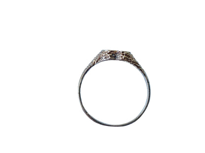 Vintage 9ct Gold Heart Diamond Signet Ring