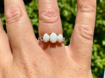 9ct Gold Opal & Diamond Ring