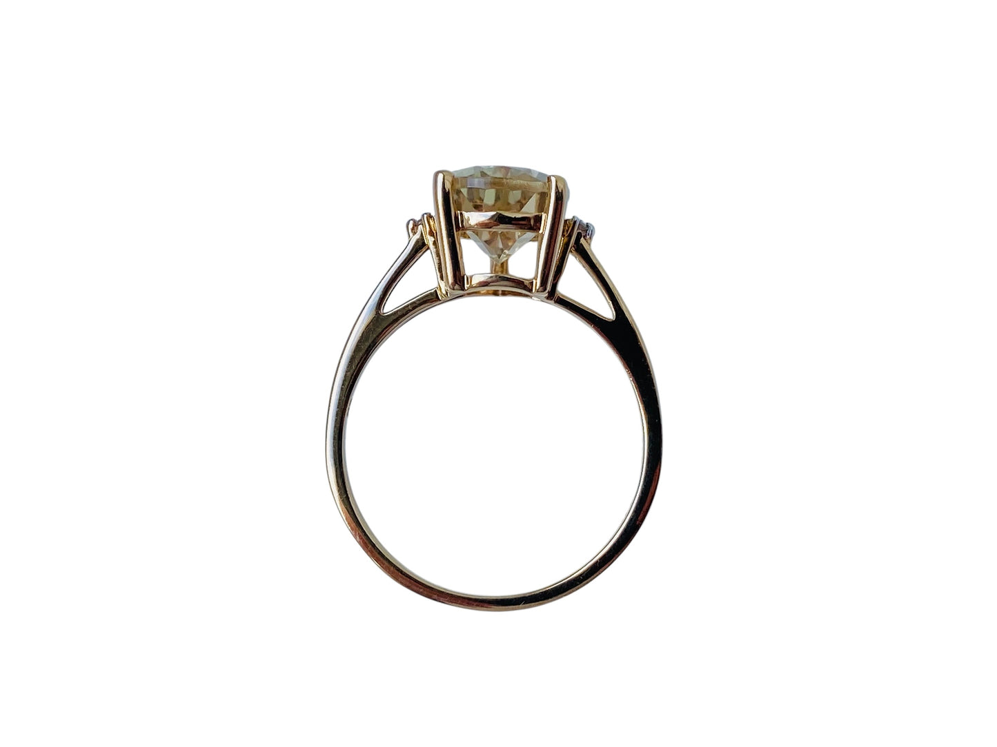 9ct Gold Lemon Quartz & Diamond Ring