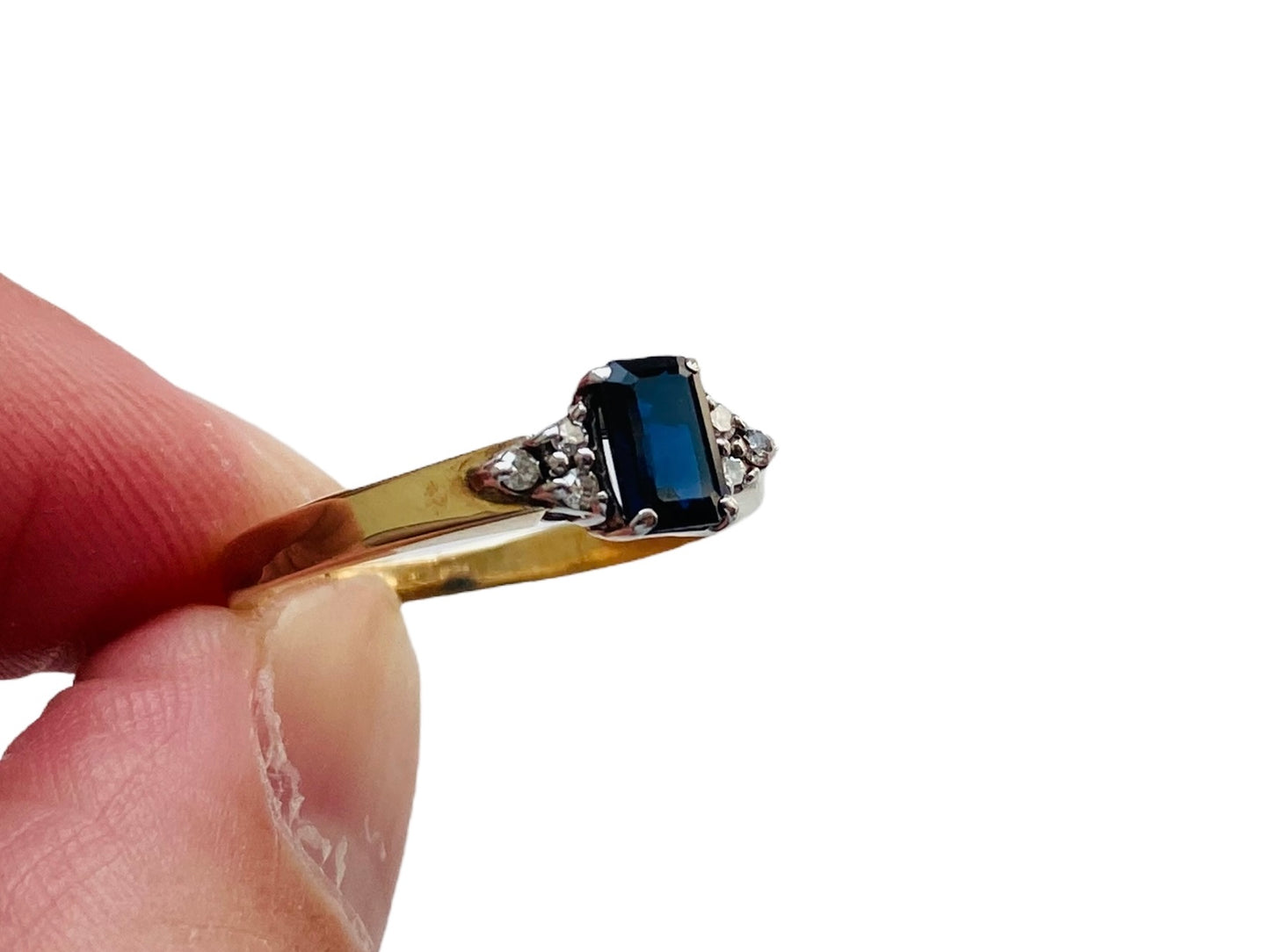 Vintage 9ct Gold Sapphire & Diamond Ring