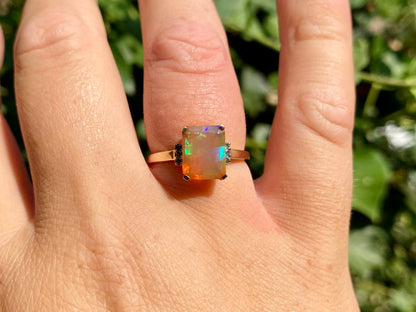 9ct Gold Opal & Green Tourmaline Ring