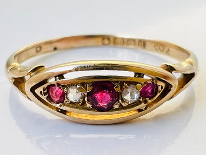 Antique 18ct Gold Ruby & Diamond Ring