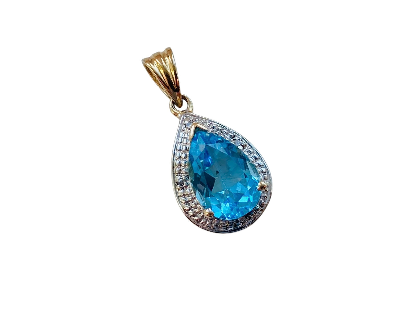 9ct Gold Topaz & Diamond Pendant