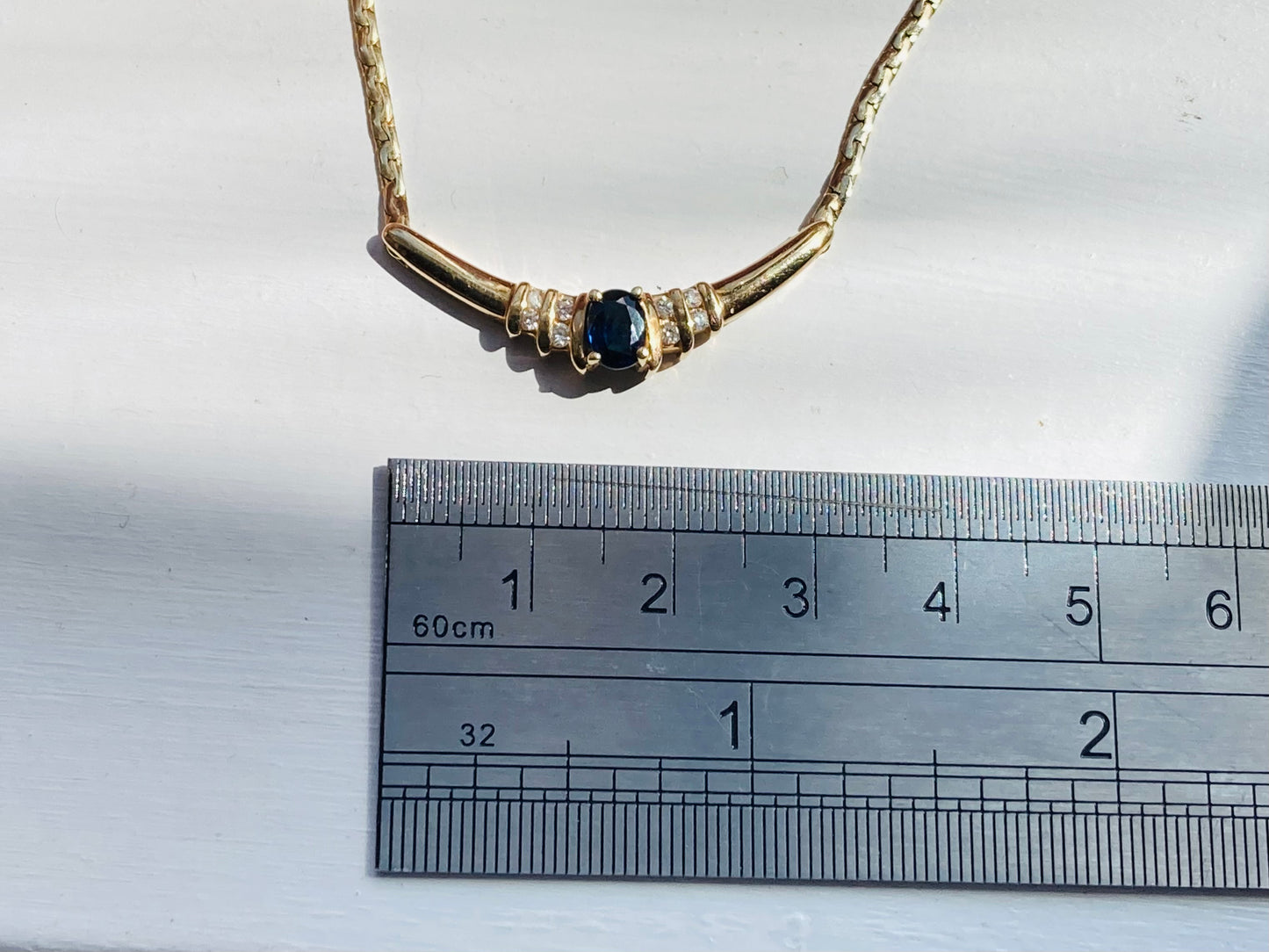 9ct Gold Sapphire & Diamond Necklace